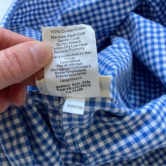 Pottery Barn Kids Gingham Basket Liner Blue White - Picture 7 of 9